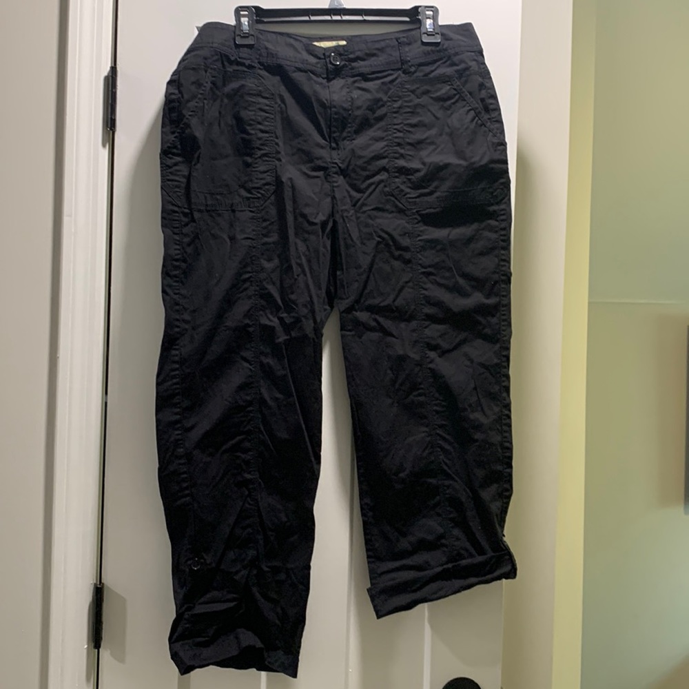Caribbean Joe Convertible Roll Bottom Pants-Black-size 14